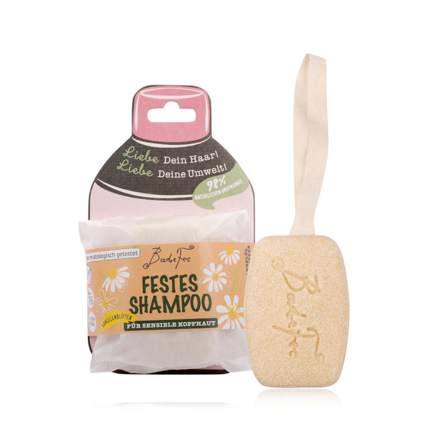 BadeFee Festes Shampoo Vegan f&uuml;r Sensible Kopfhaut Kamillenbl&uuml;ten 80 g