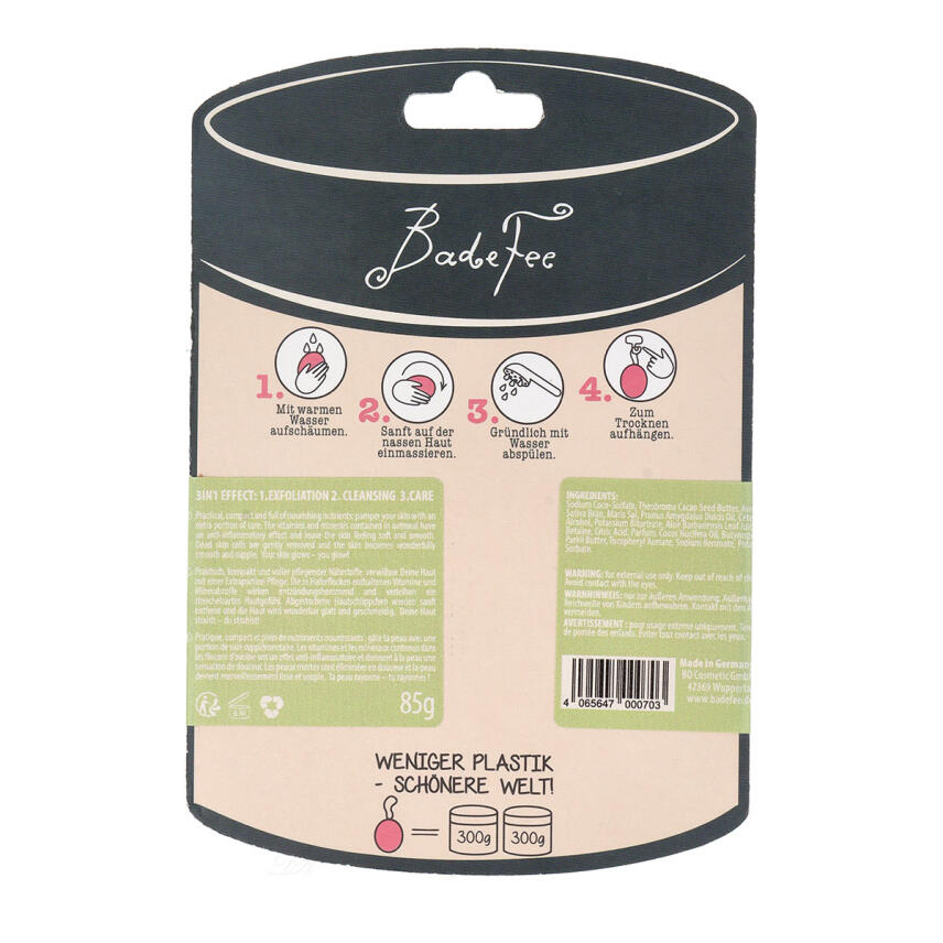 BadeFee Festes Peeling Vegan mit Haferflocken 85 g