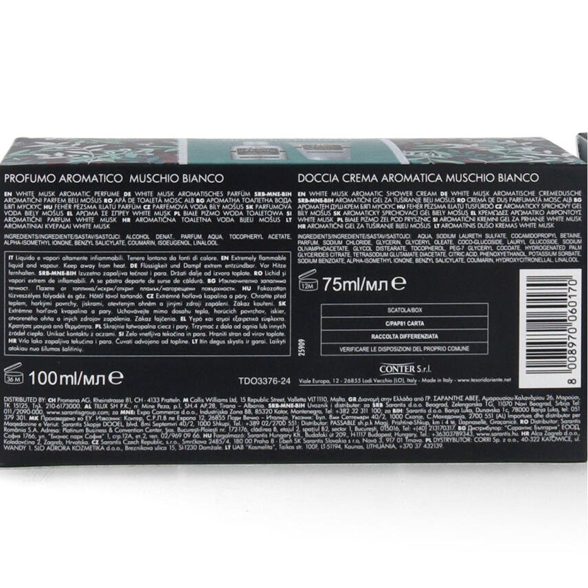 Tesori dOriente Muschio Bianco Geschenkset Parfum 100 ml &amp; Duschcreme 75 ml