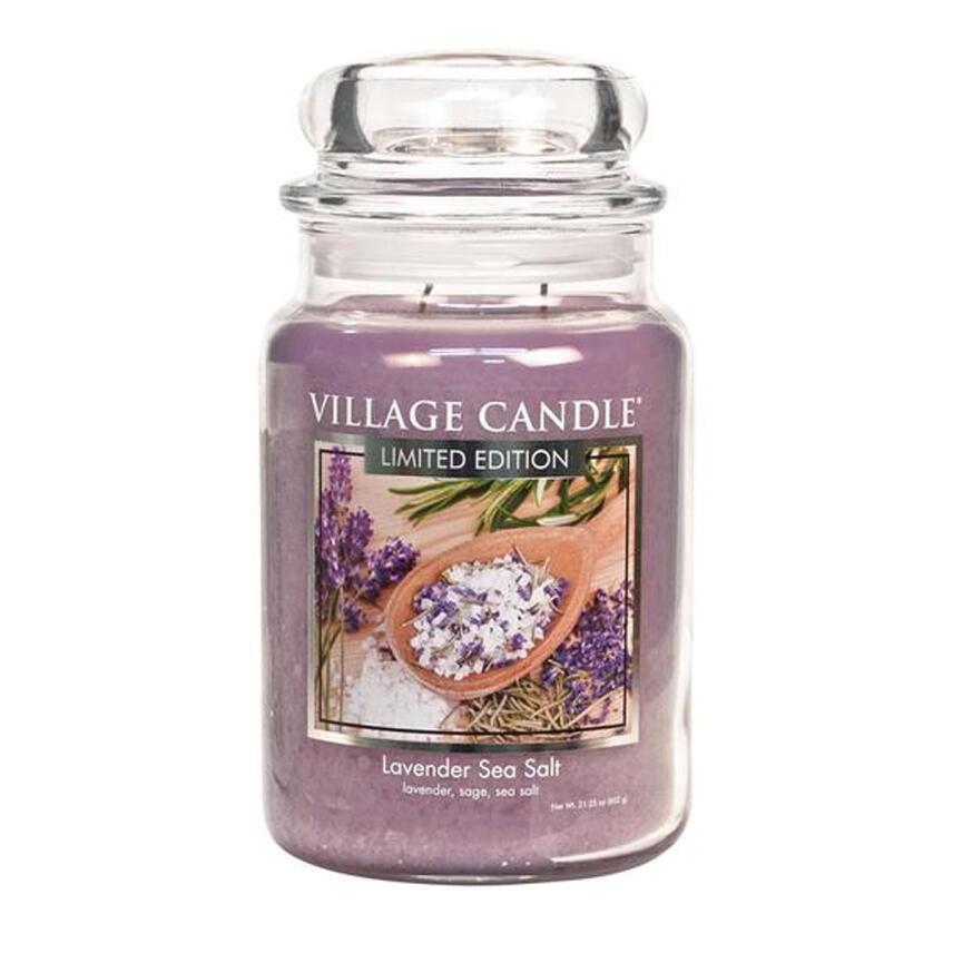 Village Candle Lavender Sea Salt Duftkerze Gro&szlig;es Glas 602 g