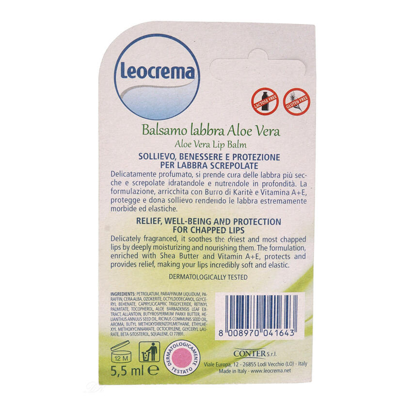Leocrema Labbra Lippen Pflegestift Aloe Vera mit Vitamin A+E 5,5 ml