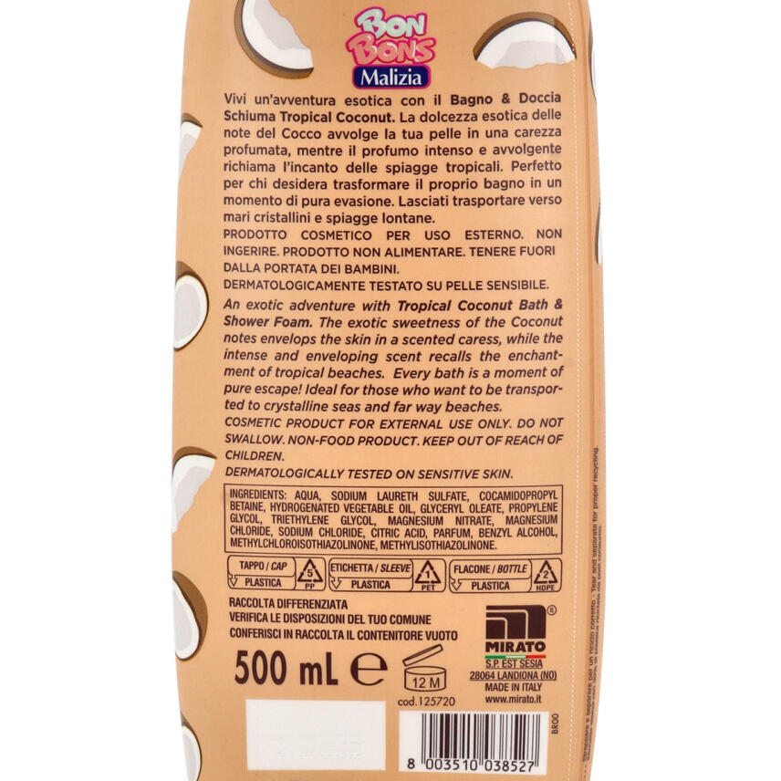 Malizia Bon Bons Tropical Coconut Bade- &amp; Duschschaum 500 ml