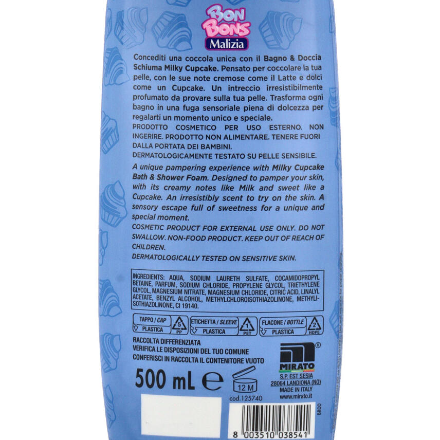 Malizia Bon Bons Milky Cupcake Bade &amp; Duschschaum 500 ml