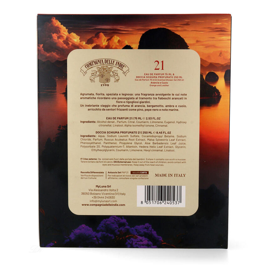 Compagnia delle Indie Set 21 Arancia e Cuoio Eau de Parfum 75 ml &amp; Duschschaum 250 ml