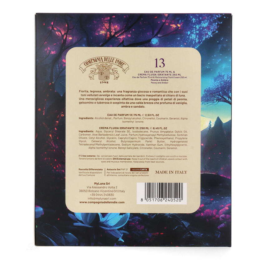 Compagnia delle Indie 13 Set Peonia e Ambra Eau de Parfum 75 ml &amp; K&ouml;rpercreme 250 ml