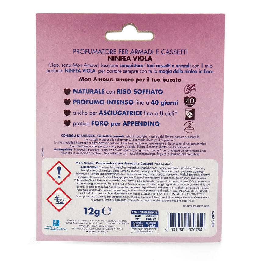 Paglieri Mon Amour Duftkissen Ninfea Viola 40 Tage