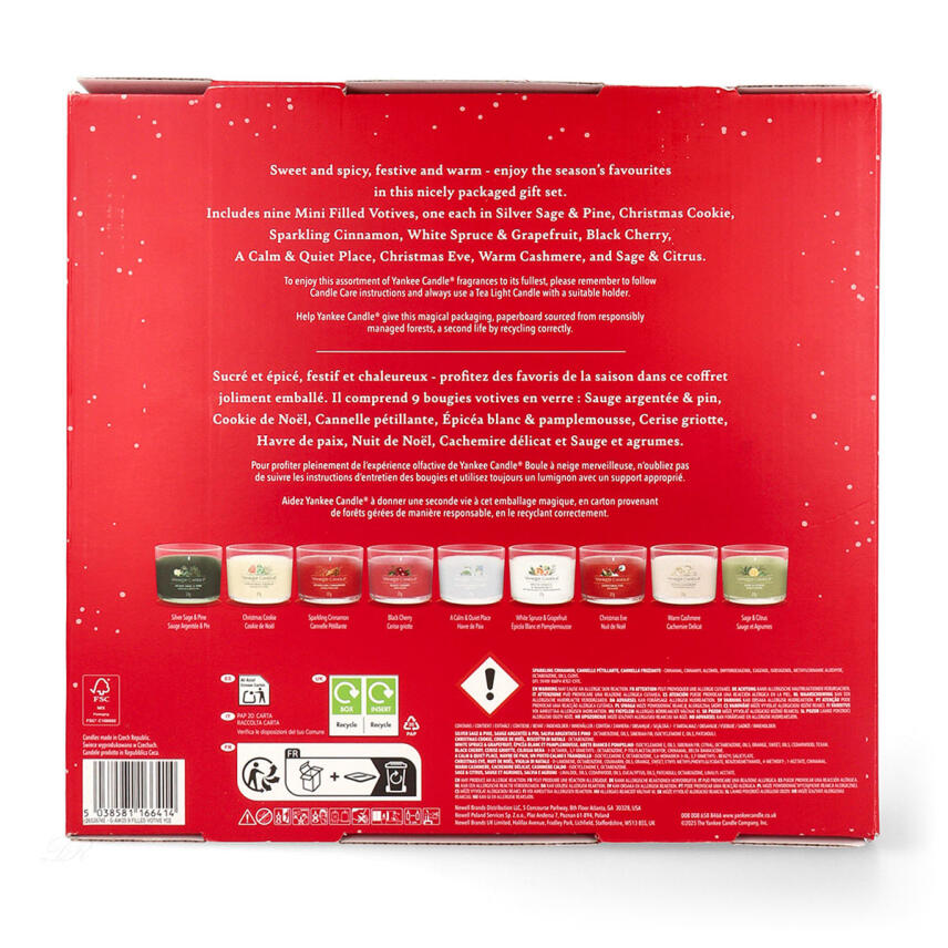Yankee Candle Christmas 9 x Filled Votivkerze im Glas Geschenkset 37 g