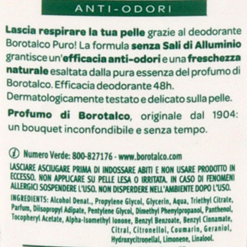 Borotalco Puro Deodorant Vapo No Gas 75 ml