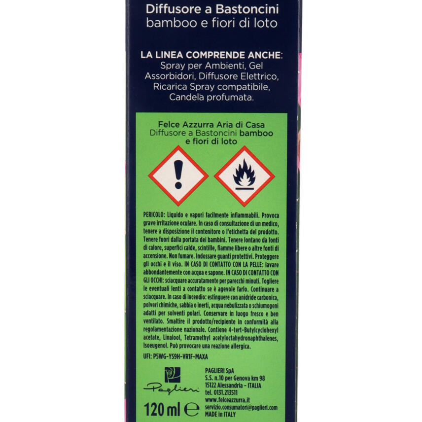 Paglieri Felce Azzurra Aria Casa Raumduft Diffusor Bambus &amp; Lotusbl&uuml;te 120 ml