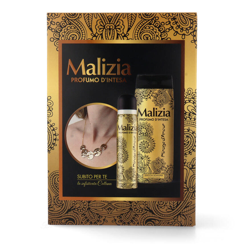 Malizia Donna Geschenkset Mirage dAmour Deodorant 100 ml, Duschgel  300 ml &amp; Halskette