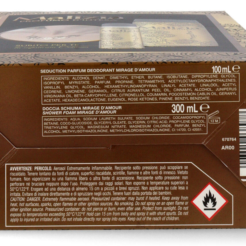 Malizia Donna Geschenkset Mirage dAmour Deodorant 100 ml, Duschgel  300 ml &amp; Halskette