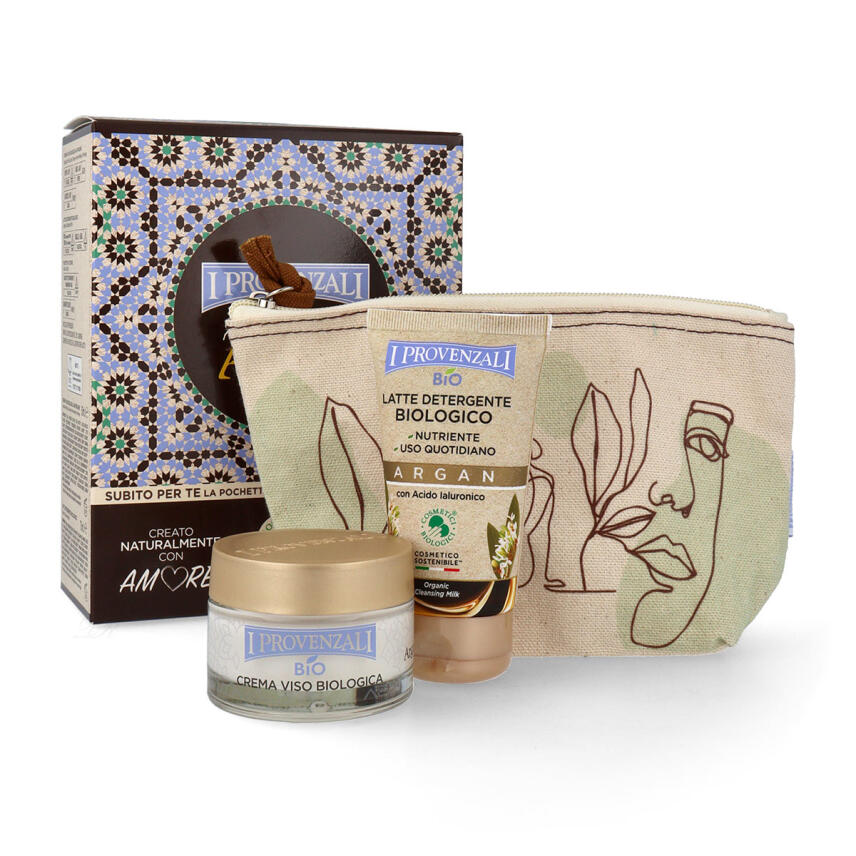 I Provenzali Geschenkset Bio Gesichtscreme Argan 50 ml &amp; Reinigungsmilch 75 ml