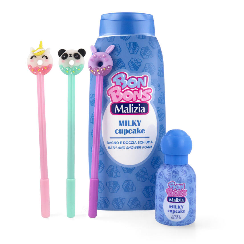 Malizia Bon Bons Set Milky Cupcake Eau de Toilette, Badeschaum &amp; Magic Pens