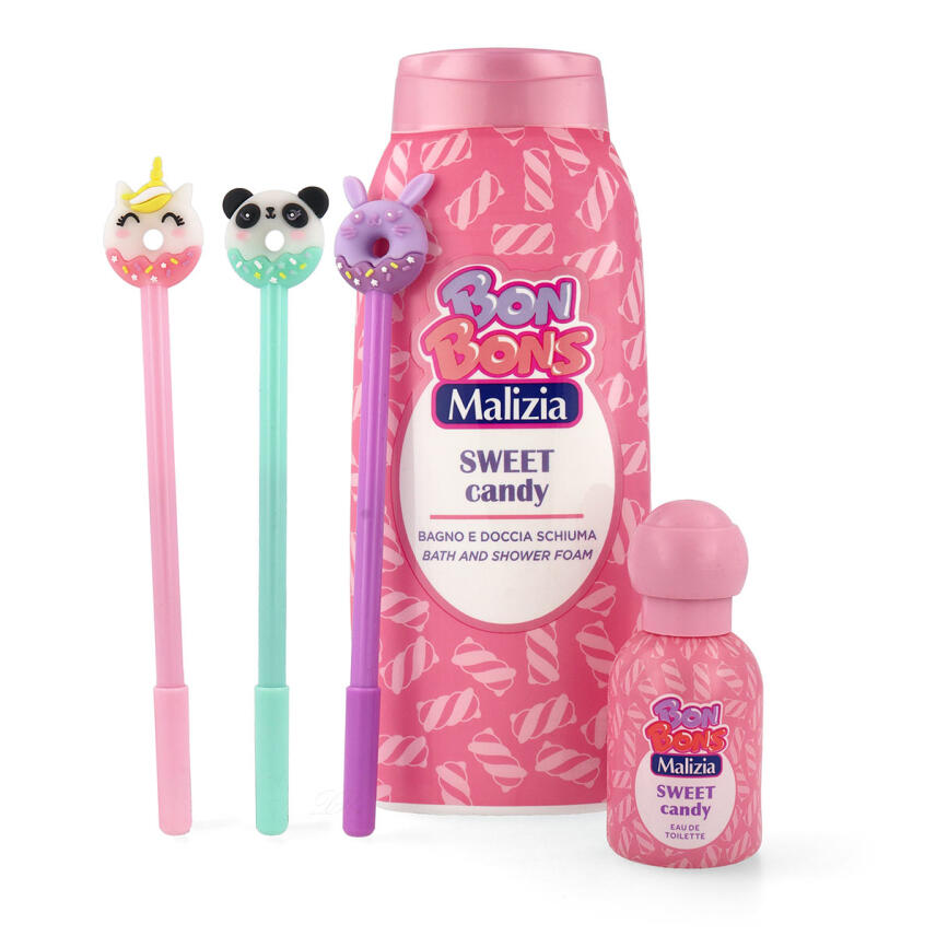 Malizia Bon Bons Set Sweet Candy Eau de Toilette, Badeschaum &amp; Magic Pens