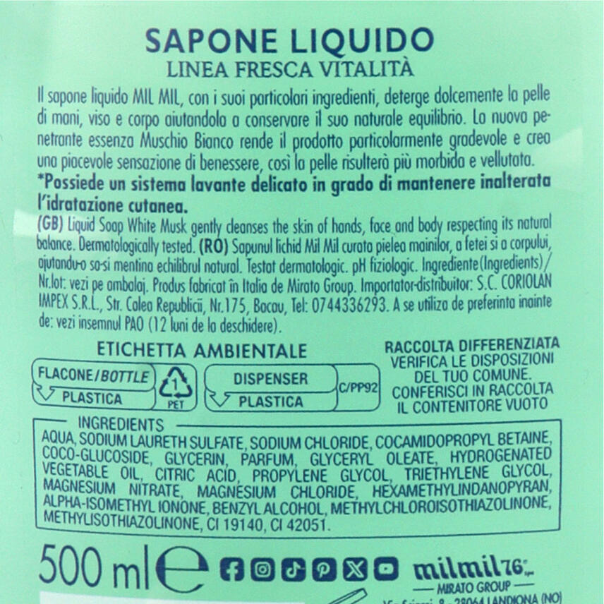 milmil Fl&uuml;ssigseife weisser Moschus 500ml Spender