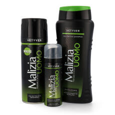 Malizia UOMO Vetyver Geschenkset mit Deodorant, Duschgel...