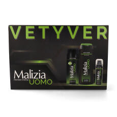 Malizia Uomo Vetyver Geschenkset mit Deodorant, Duschgel &amp; Rasierschaum