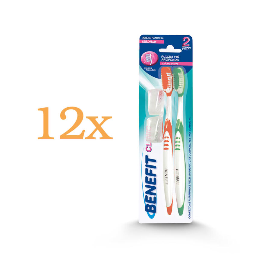 MALIZIA Benefit Fluor - 12x 2x toothbrush MEDIUM