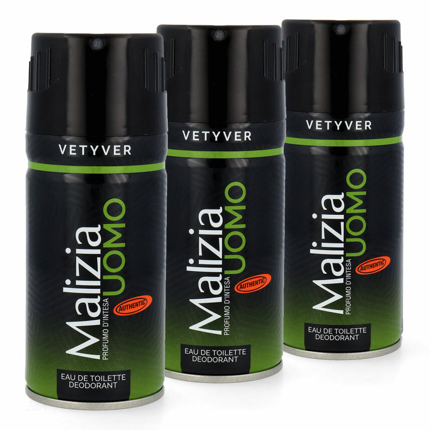 Malizia UOMO Vetyver Deodorant Bodyspray 3 x 150 ml