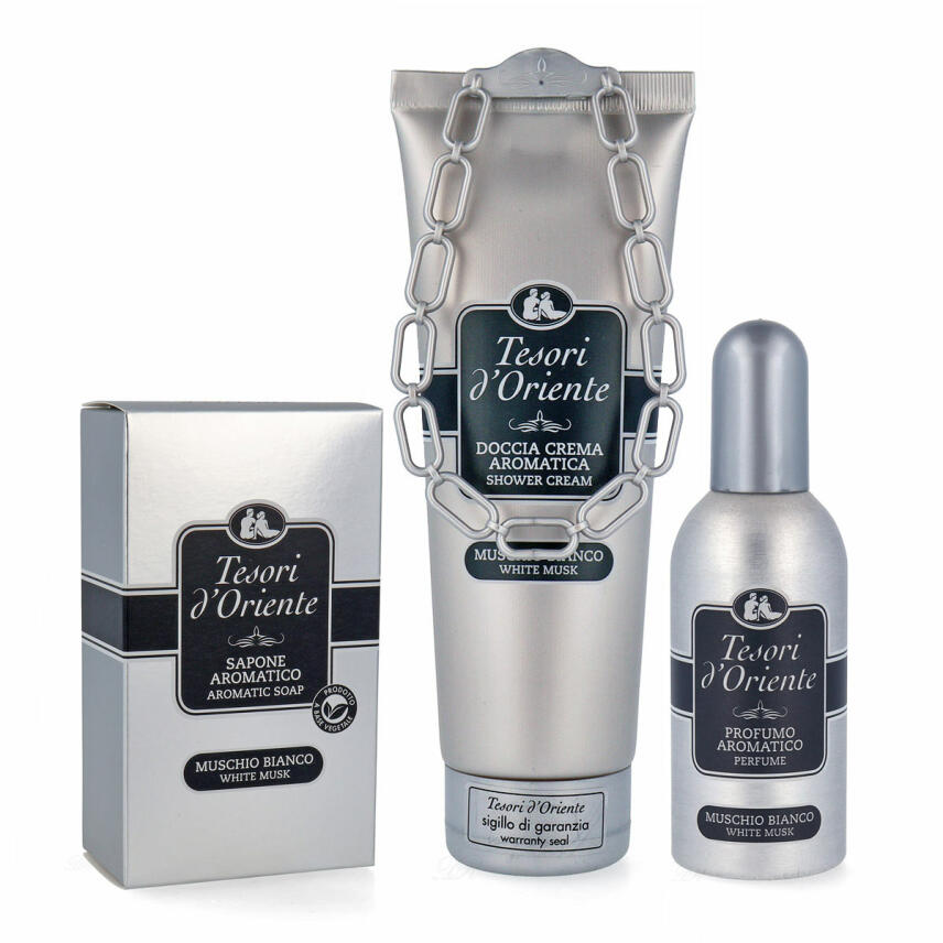 Tesori d&acute;Oriente White Musk Gift Set wit 3 Pieces Perfume, Shower Cream &amp; Soap