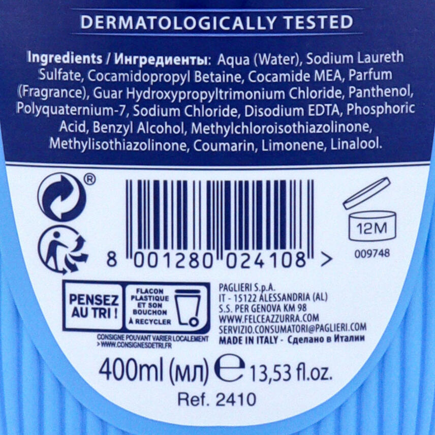 Paglieri Felce Azzurra Shampoo for Normal Hair 12 x 400 ml
