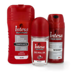 intesa men WOODY deo + ALOE vera shower + roll-on deo spray