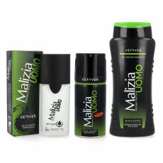 Malizia UOMO Vetyver Set Deodorant 150 ml, Duschgel 250 ml &amp; Eau de Toilette 50 ml