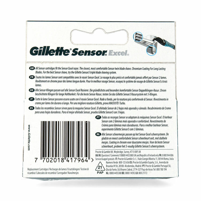 Gillette Sensor Excel Klingen - 5 st&uuml;ck