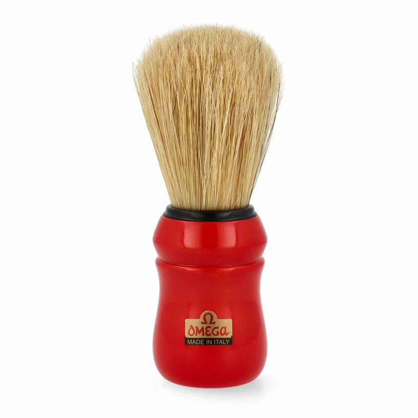 Omega shaving brush 10049 Pure Bristle Red Handle