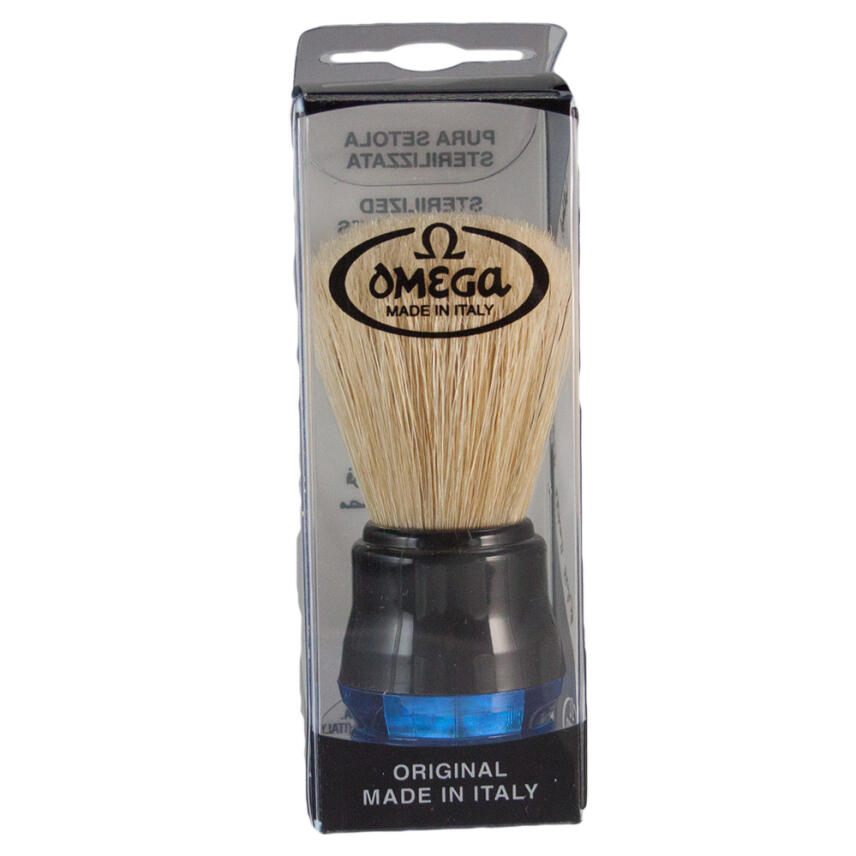 Omega shaving brush 10077 pure bristle - blue handle