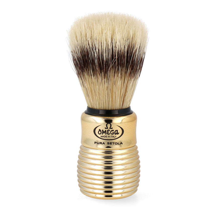 Omega shaving brush pure bristle 11205 golden handle