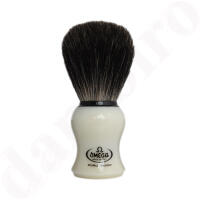 Omega Rasierpinsel Dachshaar Stockzupf 13019 Pure Badger mit beige Griff