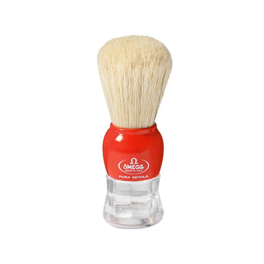 Omega shaving brush pure bristle 10072 red handle