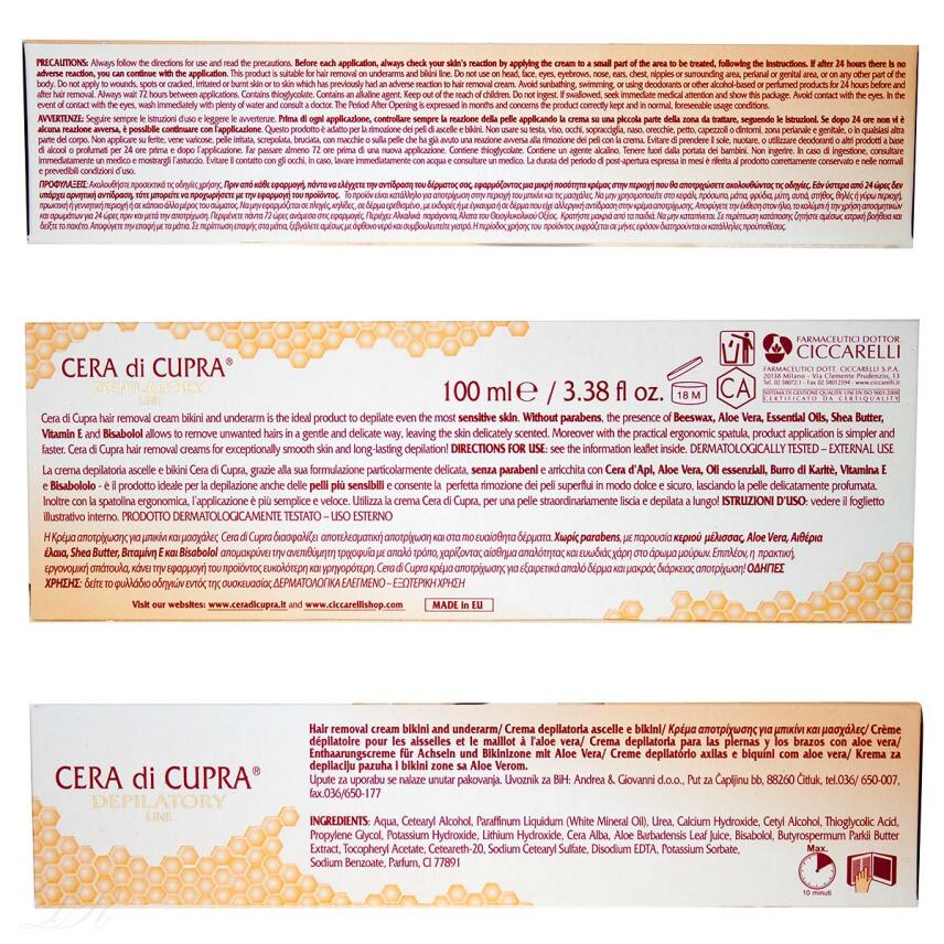 CERA di CUPRA  armpits and bikini area hair removal cream 100ml