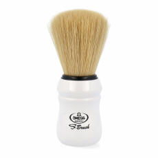 Omega shaving brush S10049 Synthetic Fibre white  handle